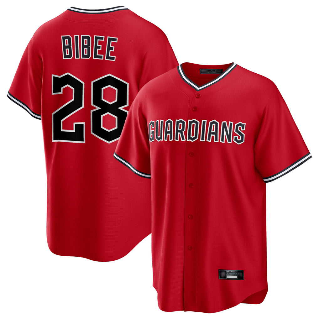 Davalo C.Guardians #28 Tanner Bibee Player Red Home Game Stitched Jerseys