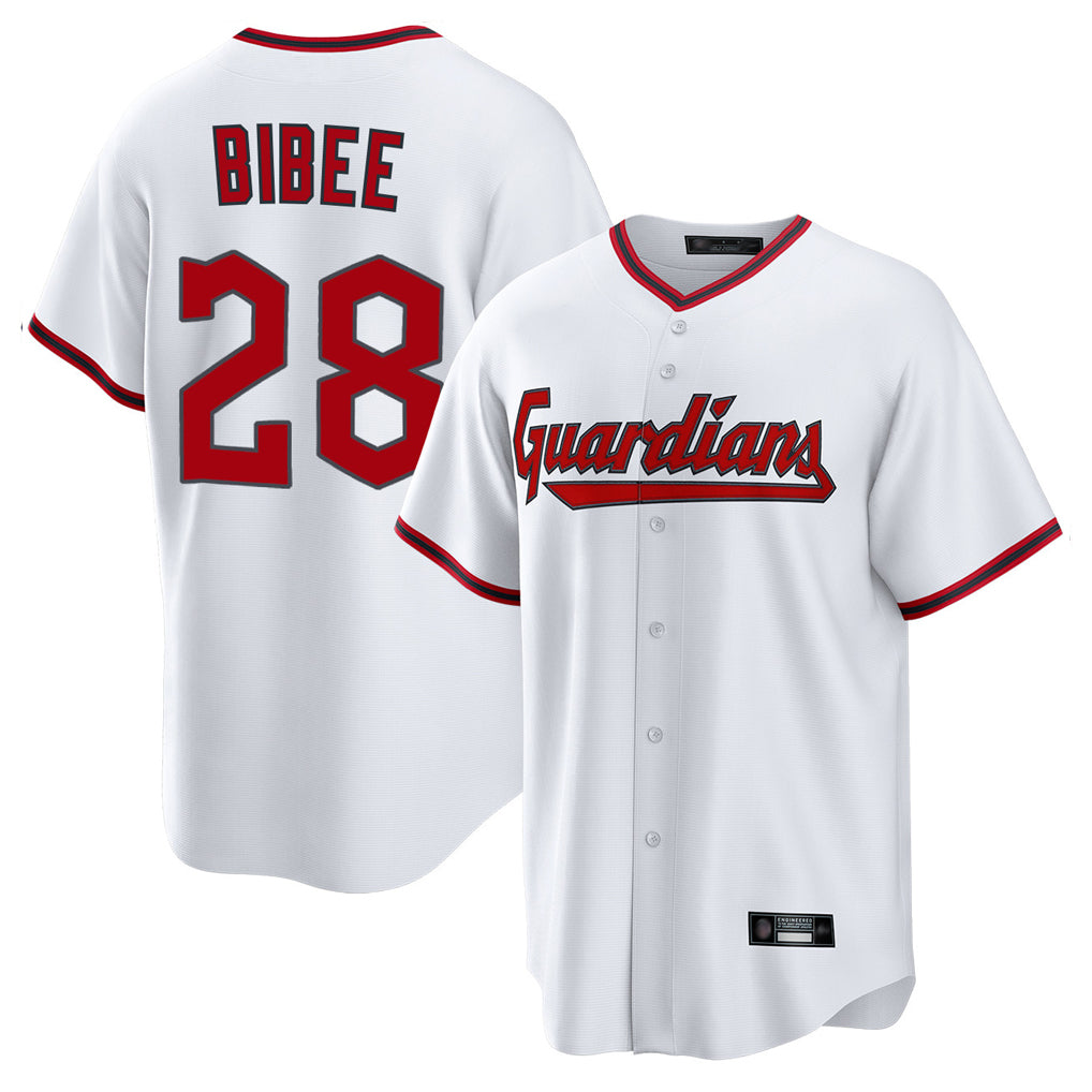 Davalo C.Guardians #28 Tanner Bibee Player White Game Home Stitched Jerseys