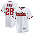 Davalo C.Guardians #28 Tanner Bibee Player White Game Home Stitched Jerseys