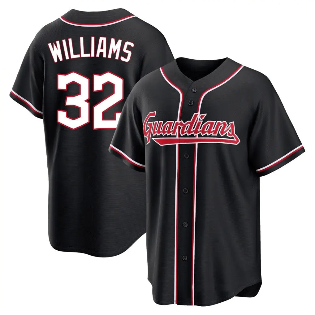 Davalo C.Guardians #32 Gavin Williams Player Black Fashion Out Home Game Stitched Jerseys