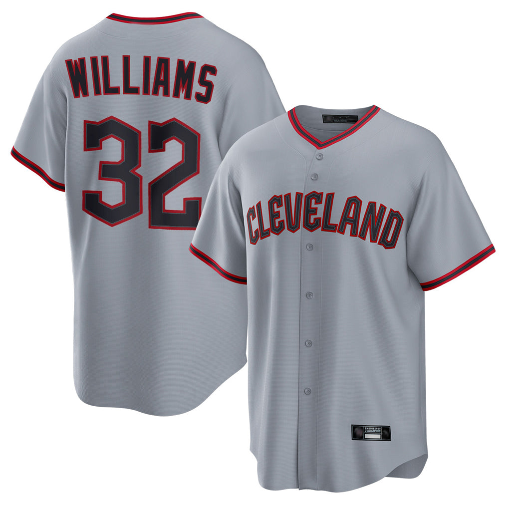 Davalo C.Guardians #32 Gavin Williams Player Gray Home Game Stitched Jerseys