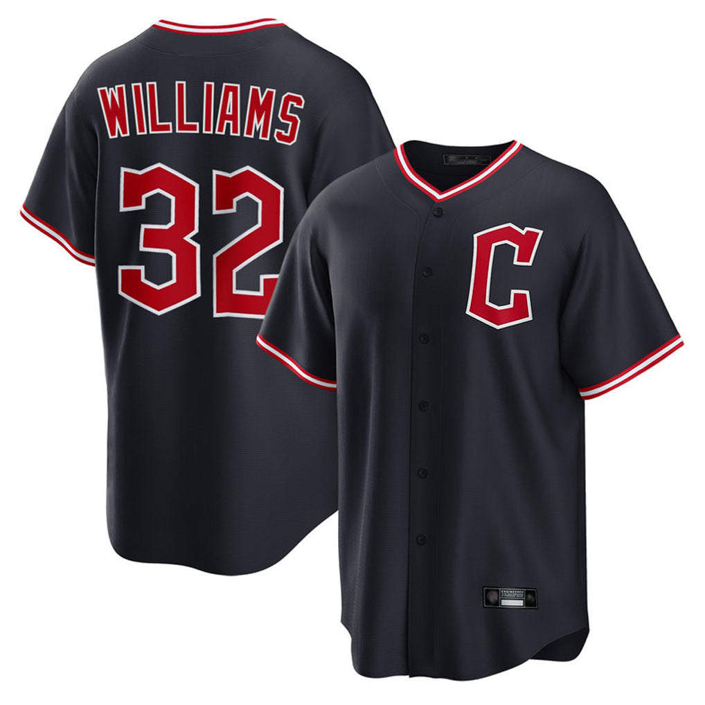 Davalo C.Guardians #32 Gavin Williams Player Navy Home Game Stitched Jerseys