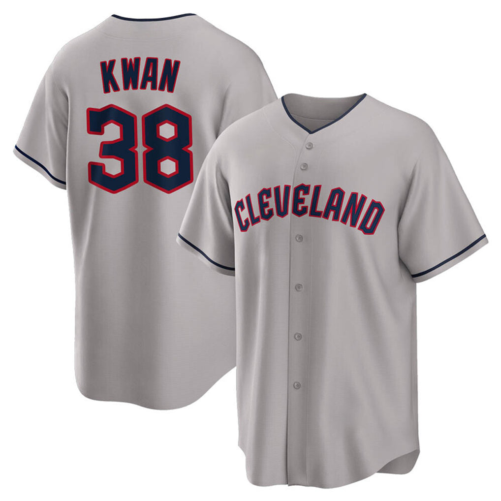 Davalo C.Guardians #38 Steven Kwan Player Gray Game Home Stitched Jerseys