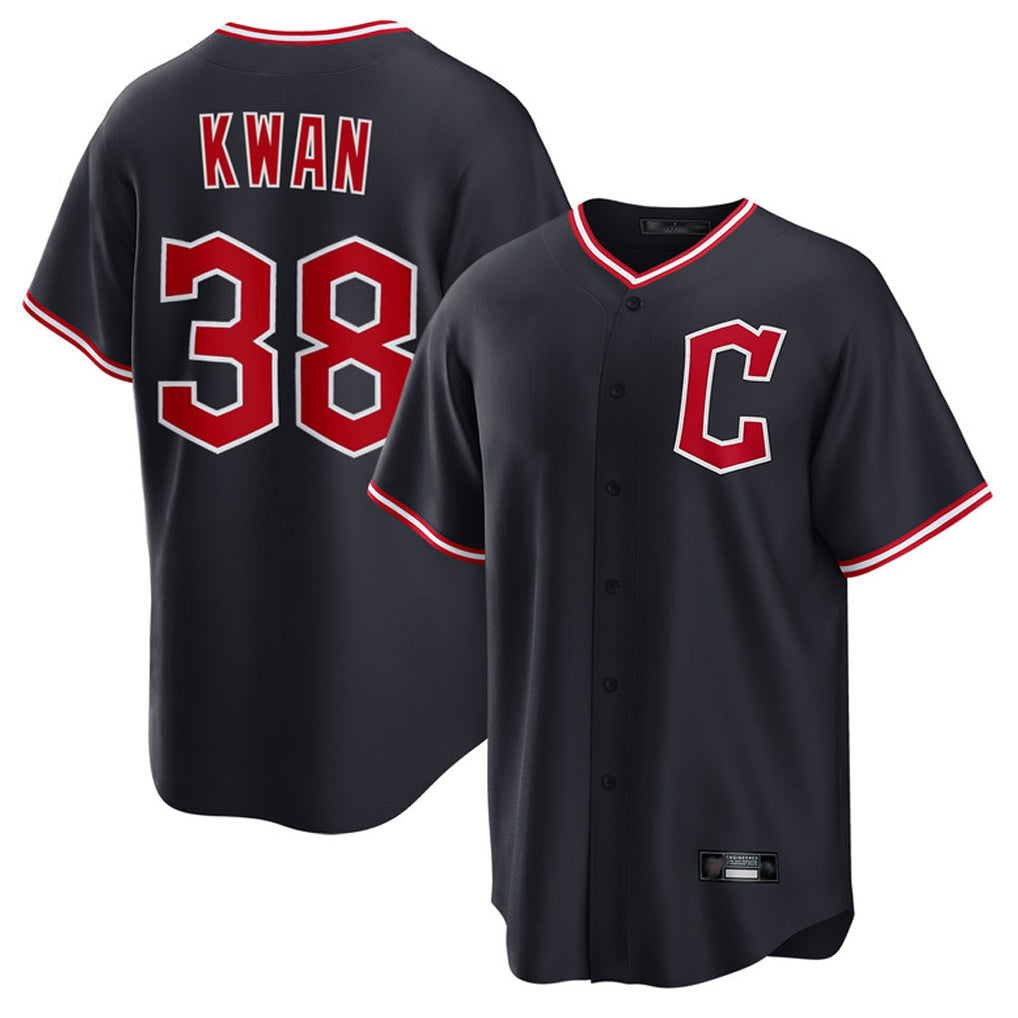 Davalo C.Guardians #38 Steven Kwan Player Navy Home Game Stitched Jerseys