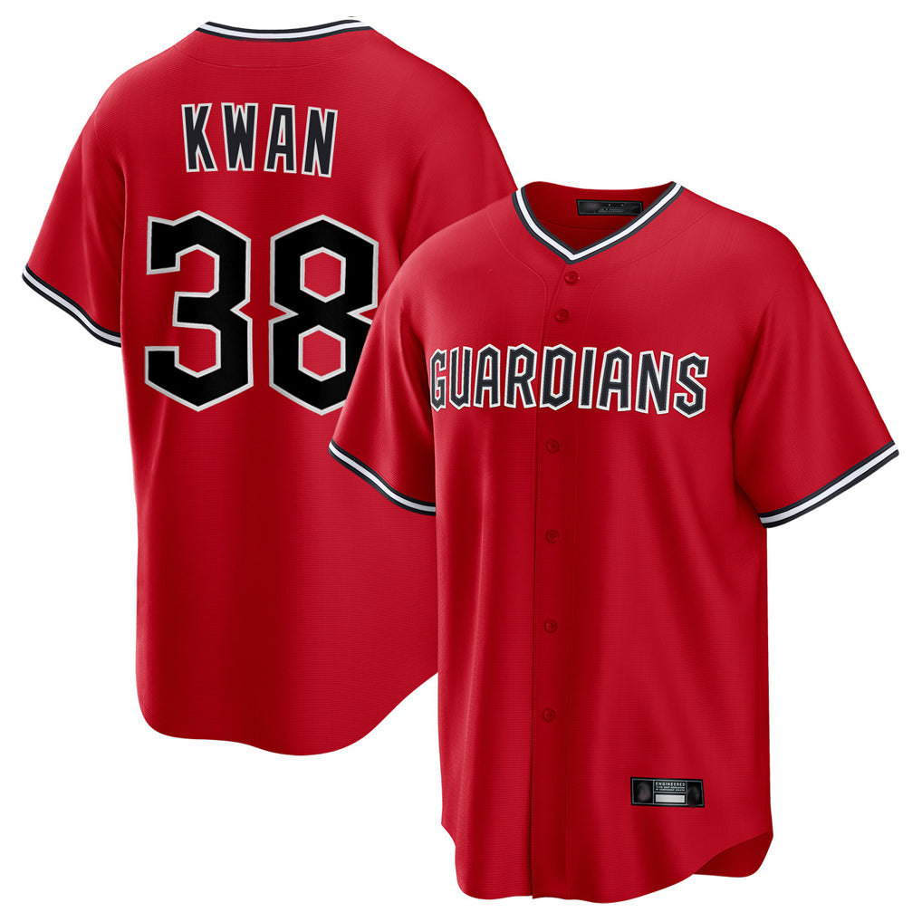 Davalo C.Guardians #38 Steven Kwan Player Red Home Game Stitched Jerseys