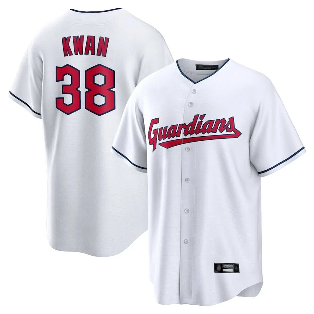 Davalo C.Guardians #38 Steven Kwan Player White Home Game Stitched Jerseys