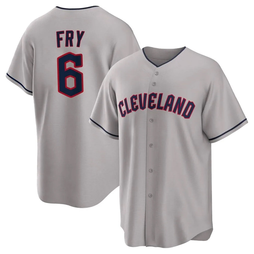 Davalo C.Guardians #6 David Fry Player Gray Game Home Stitched Jerseys