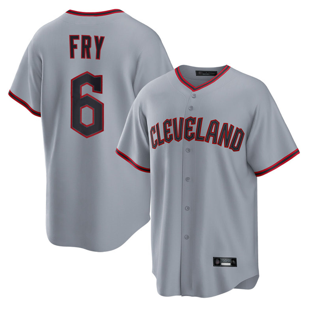 Davalo C.Guardians #6 David Fry Player Gray Home Game Stitched Jerseys