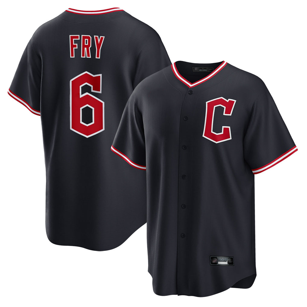 Davalo C.Guardians #6 David Fry Player Navy Home Game Stitched Jerseys