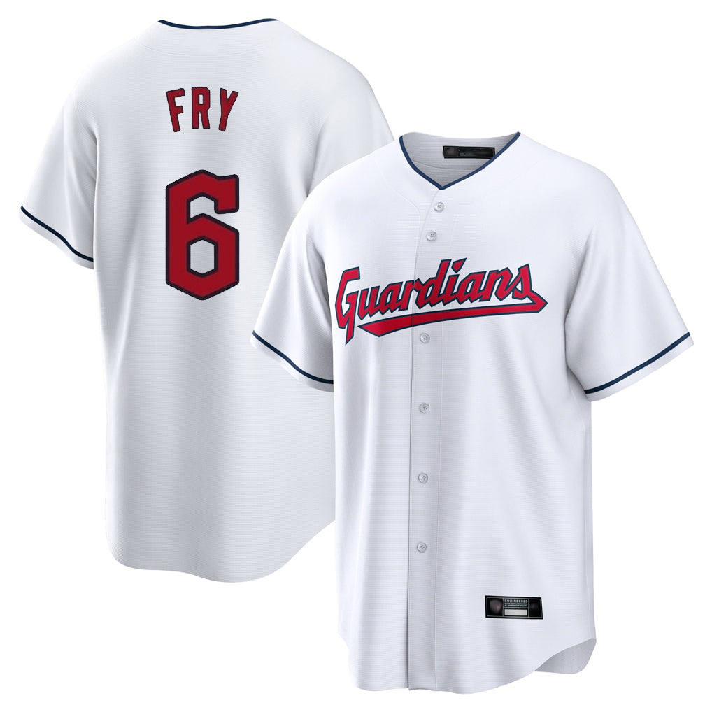 Davalo C.Guardians #6 David Fry Player White Home Game Stitched Jerseys