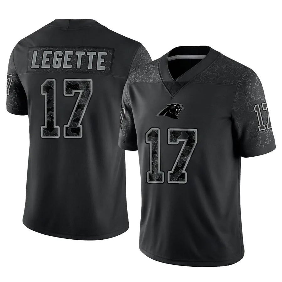 Davalo C.Panthers #17 Xavier Legette Player Black REFLECTIVE Limited Stitched Jerseys