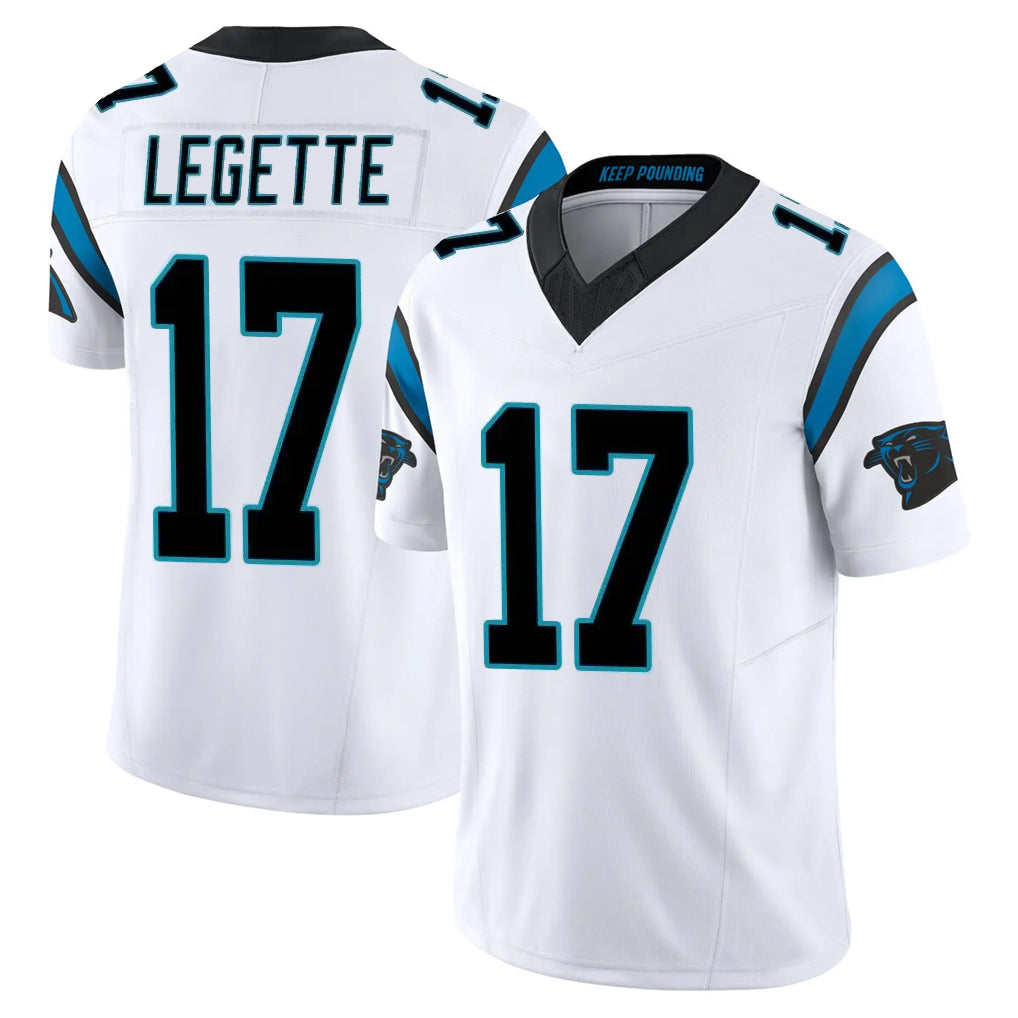 Davalo C.Panthers #17 Xavier Legette Player White Vapor F.U.S.E. Limited Home Game Stitched Jerseys