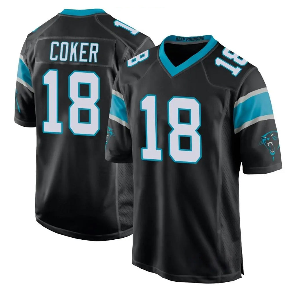 Davalo C.Panthers #18 Jalen Coker Player Black Game Stitched Jerseys