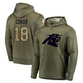 Davalo C.Panthers #18 Jalen Coker Player Olive Salute to Service Hoodies Stitched Jerseys