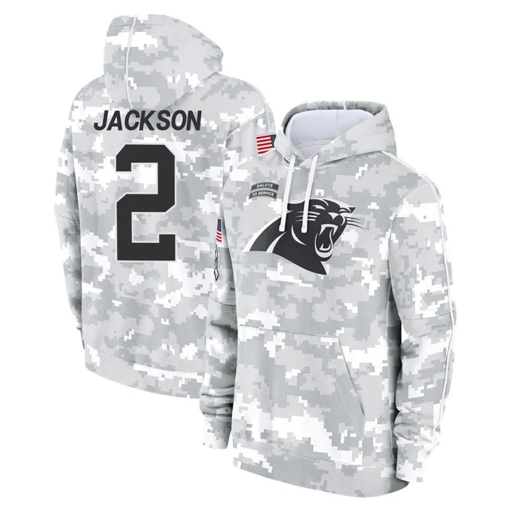 Davalo C.Panthers #2 Michael Jackson Player Arctic Camo Salute to Service Pullover Hoodies Limited Game Stitched Jerseys