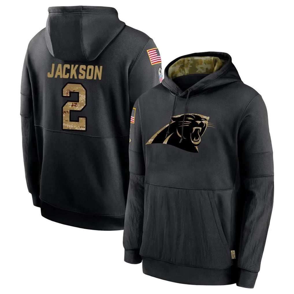 Davalo C.Panthers #2 Michael Jackson Player Black Salute to Service Pullover Hoodies Limited Game Stitched Jerseys