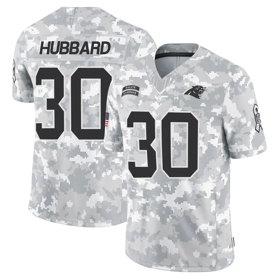 Davalo C.Panthers #30 Chuba Hubbard Player Arctic Camo Salute to Service Limited  Jerseys