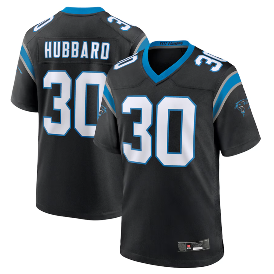 Davalo C.Panthers #30 Chuba Hubbard Player Black Team Game Stitched Jerseys