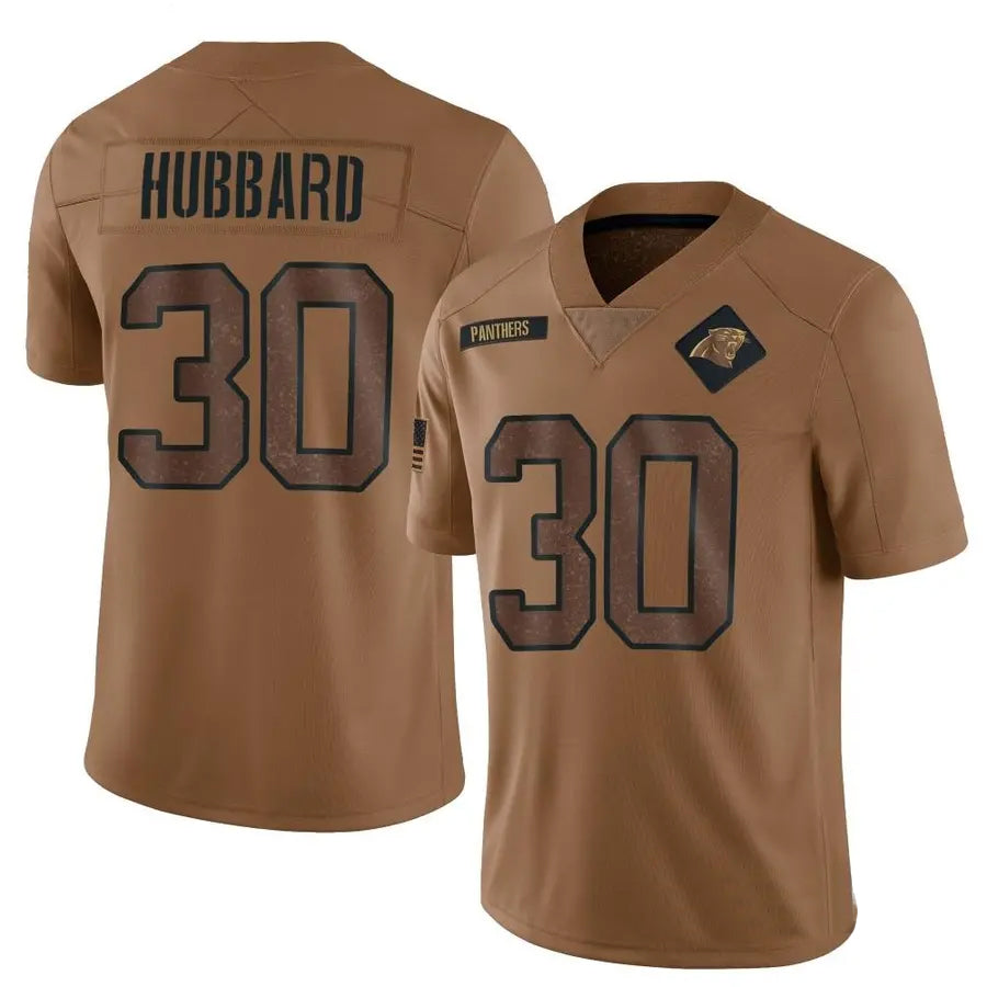Davalo C.Panthers #30 Chuba Hubbard Player Brown Salute To Service Limited Stitched Jerseys