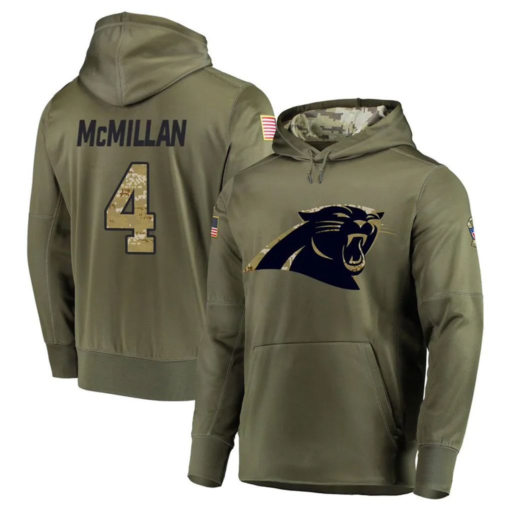 Davalo C.Panthers #4 Tetairoa McMillan Player Olive Salute to Service Limited Hoodies Stitched Jerseys