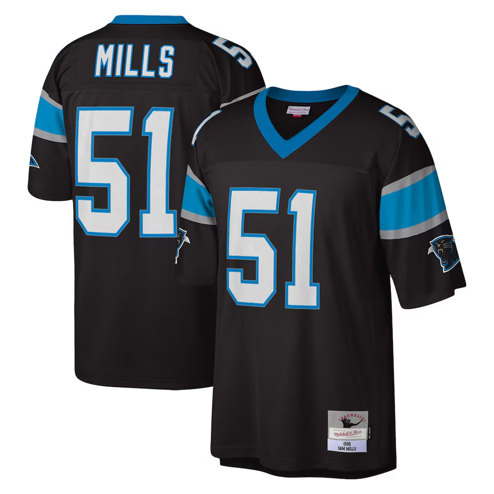 Davalo C.Panthers #51 Sam Mills Player Black Mitchell & Ness Legacy Replica Stitched Jerseys