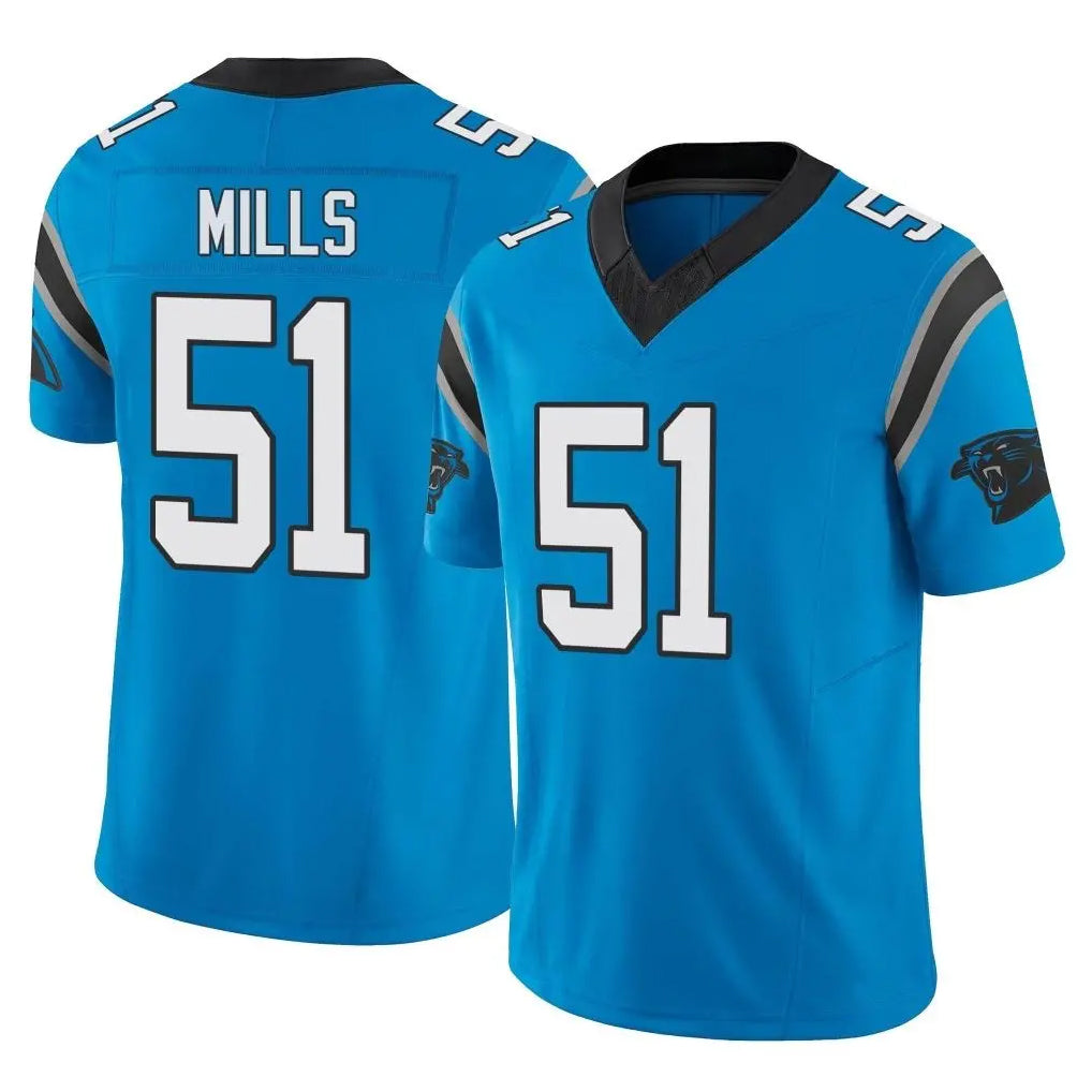 Davalo C.Panthers #51 Sam Mills Player Blue Vapor F.U.S.E. Limited Home Game Stitched Jerseys