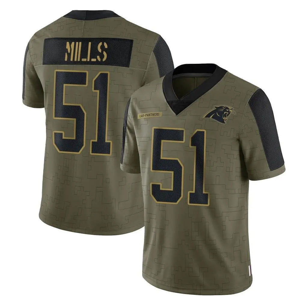 Davalo C.Panthers #51 Sam Mills Player Olive Salute to Service Limited Game Stitched Jerseys