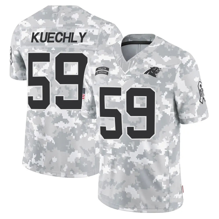 Davalo C.Panthers #59 Luke Kuechly Player Arctic Camo Salute to Service Limited Stitched Jerseys
