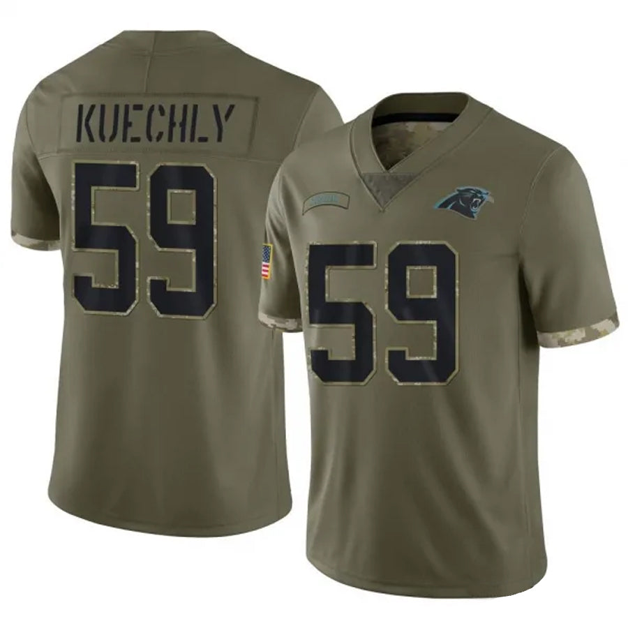 Davalo C.Panthers #59 Luke Kuechly Player Salute To Service Olive Stitched Jerseys