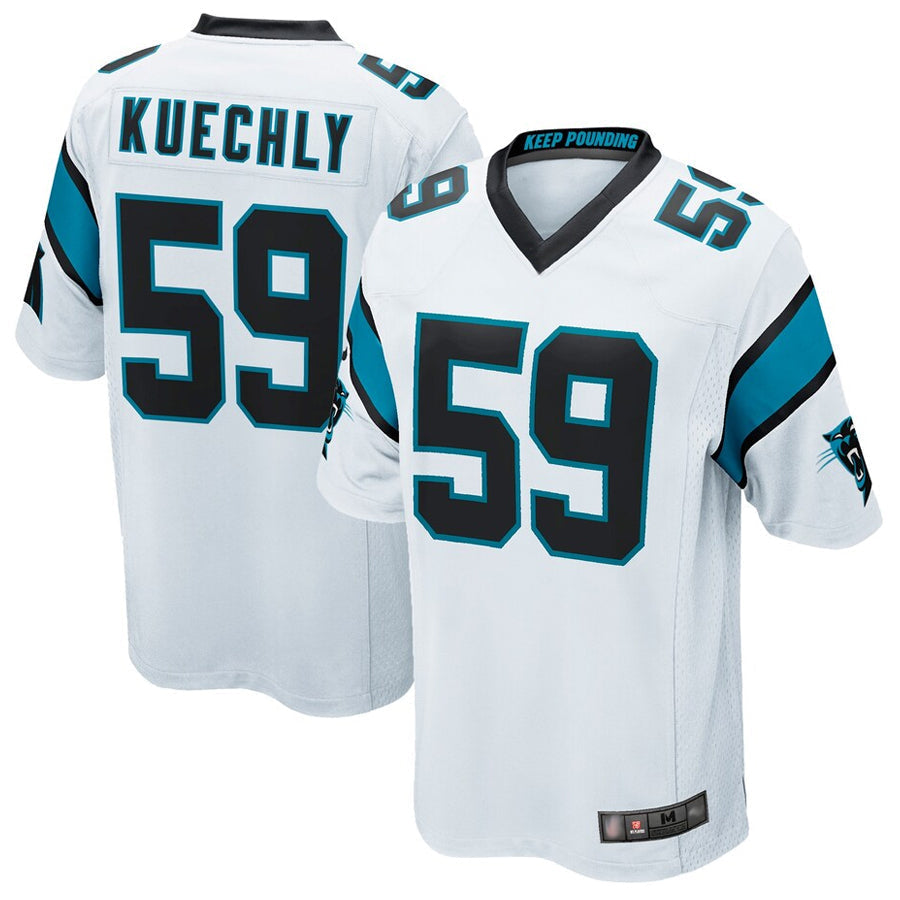 Davalo C.Panthers #59 Luke Kuechly Player White Home Game Stitched Jerseys