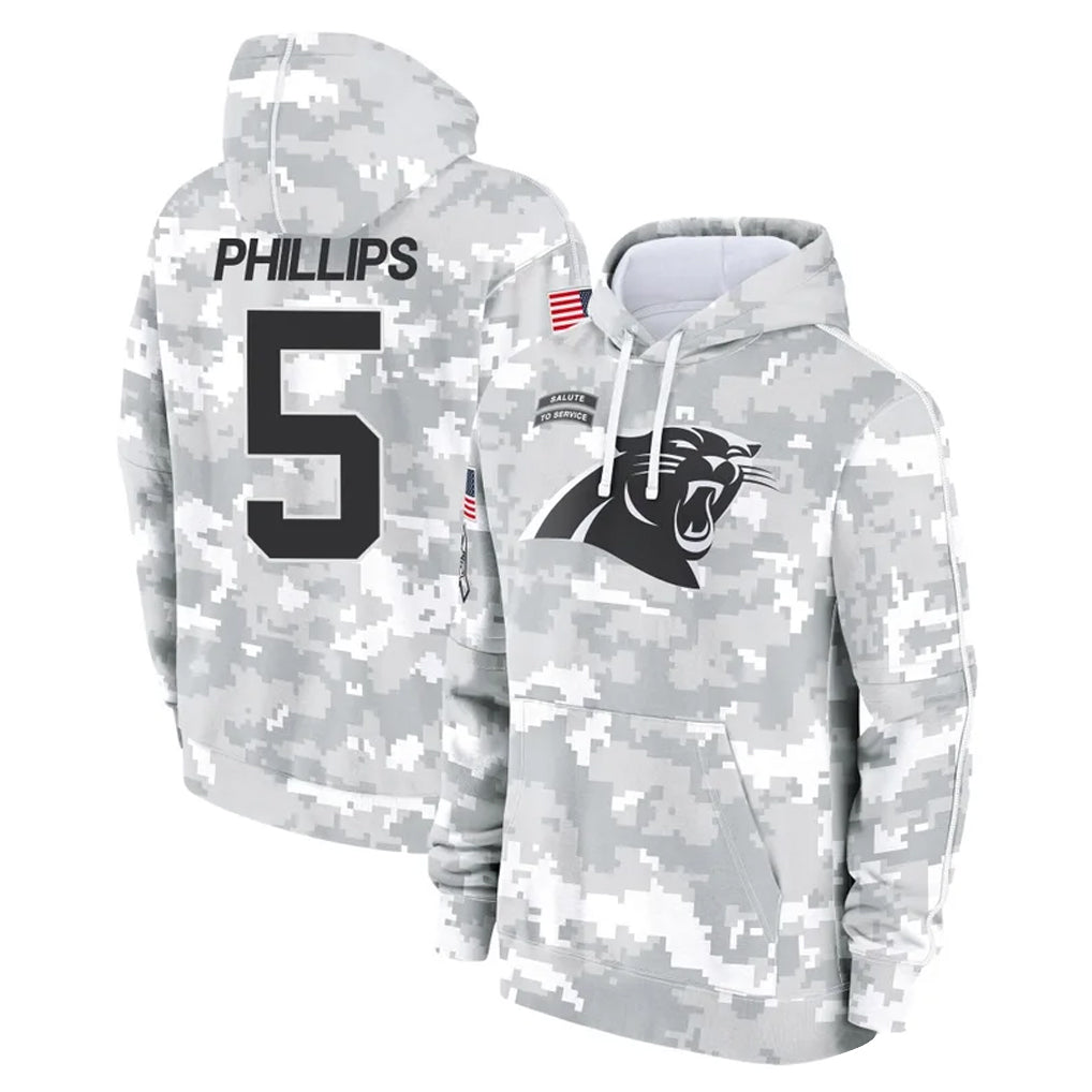 Davalo C.Panthers #5 Jaelan Phillips Player Arctic Camo Salute to Service Pullover Hoodies Limited Game Stitched Jerseys