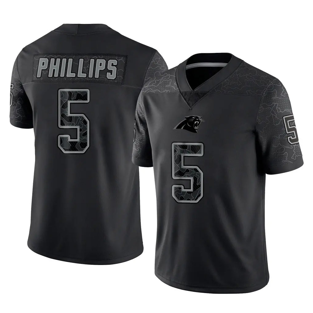 Davalo C.Panthers #5 Jaelan Phillips Player Black Limited Reflective Game Stitched Jerseys