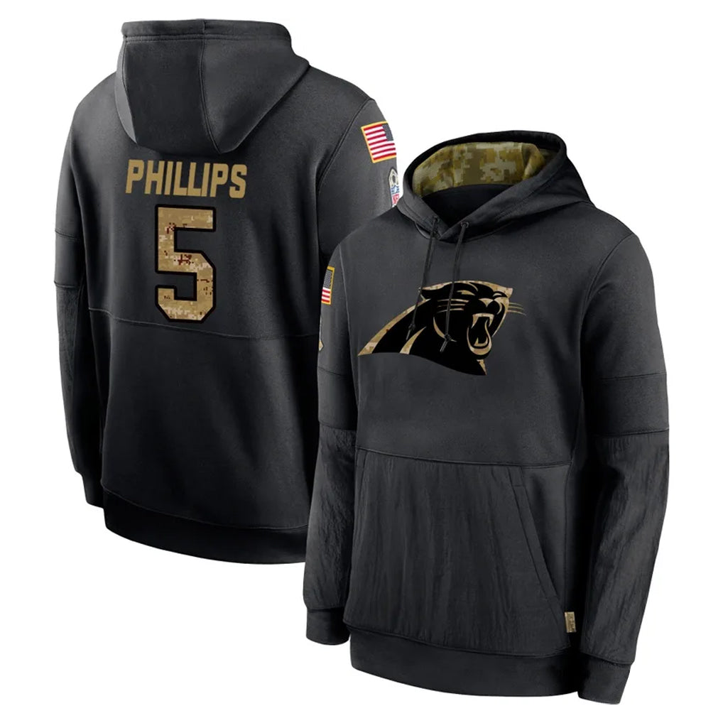 Davalo C.Panthers #5 Jaelan Phillips Player Black Salute to Service Pullover Hoodies Limited Game Stitched Jerseys