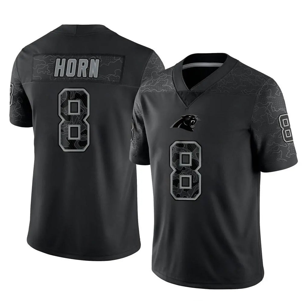 Davalo C.Panthers #8 Jaycee Horn Player Black Limited Reflective Game Stitched Jerseys