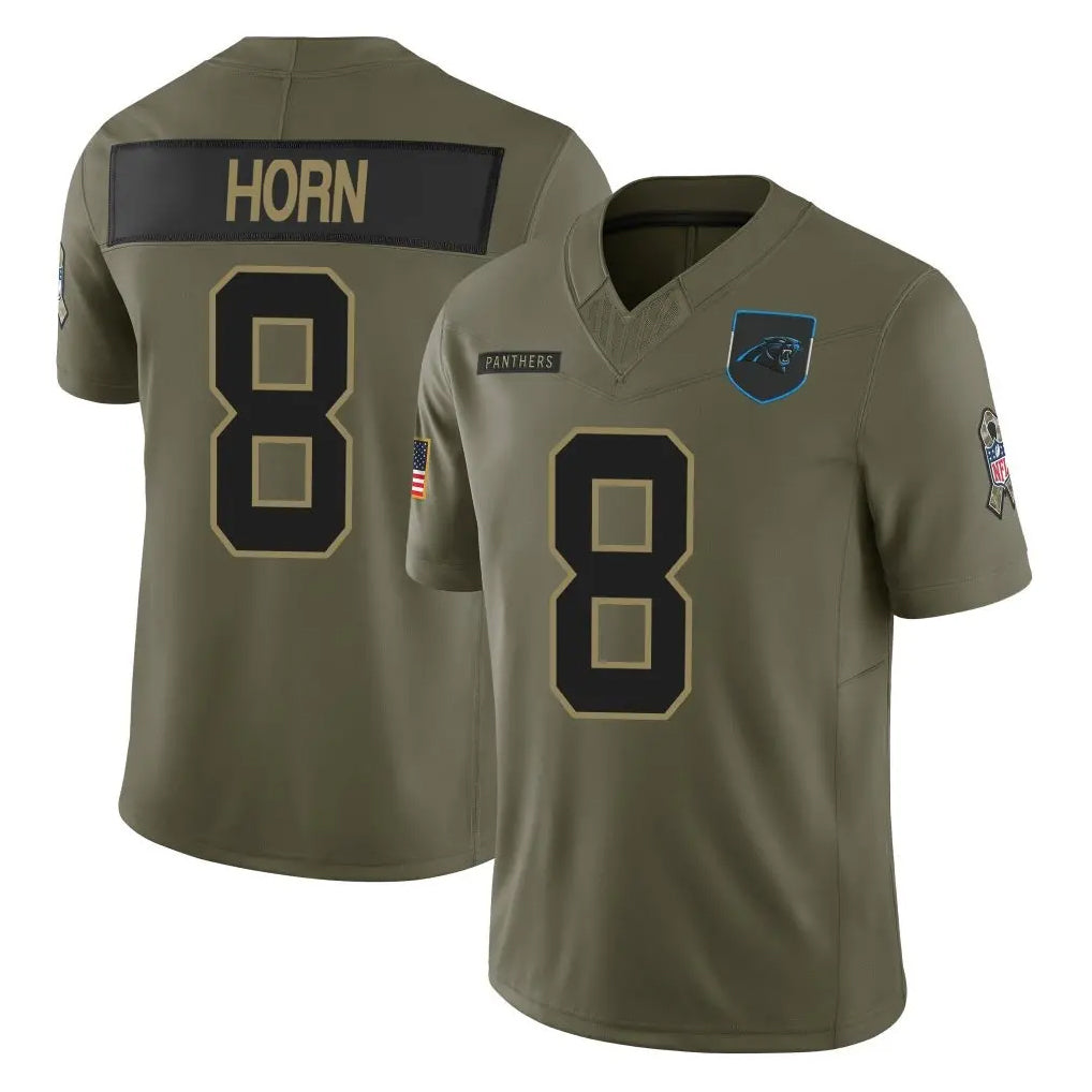 Davalo C.Panthers #8 Jaycee Horn Player Olive Salute to Service Limited Home Game Stitched Jerseys