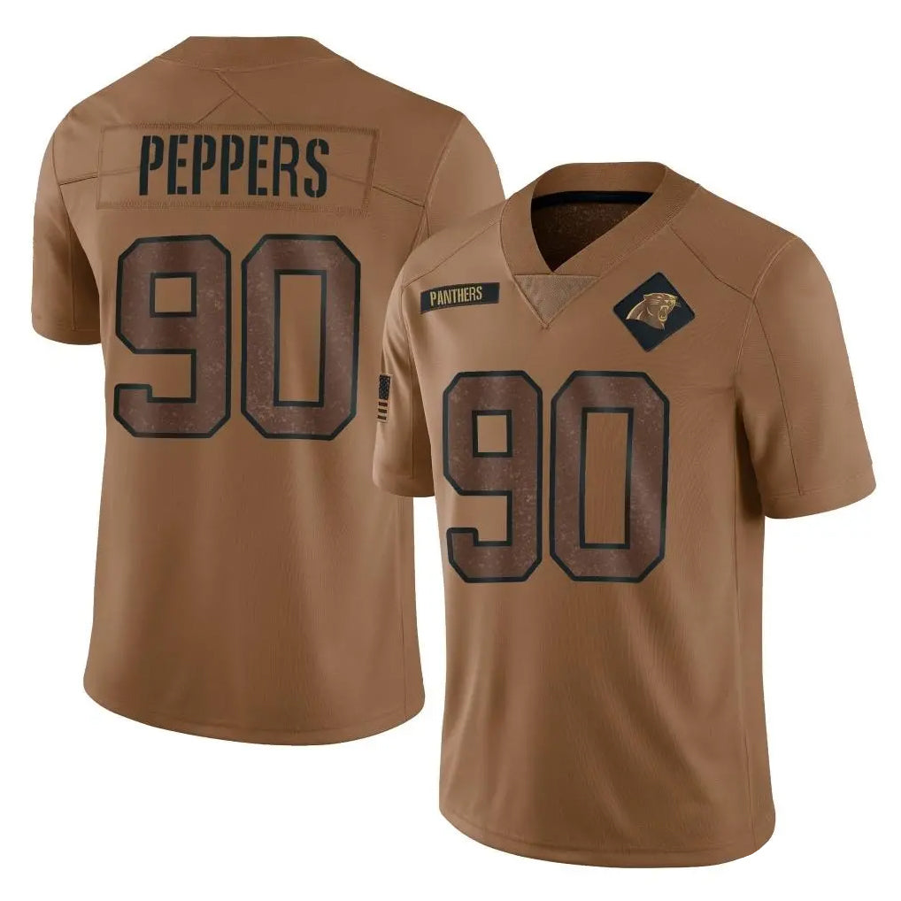 Davalo C.Panthers #90 Julius Peppers Player Brown Salute to Service Limited Stitched Jerseys
