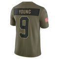 Davalo C.Panthers #9 Bryce Young Olive 2025 Salute to Service Limited Stitched Jerseys