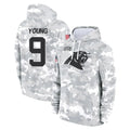 Davalo C.Panthers #9 Bryce Young Player Arctic Camo Salute to Service Pullover Hoodies Limited Game Stitched Jerseys