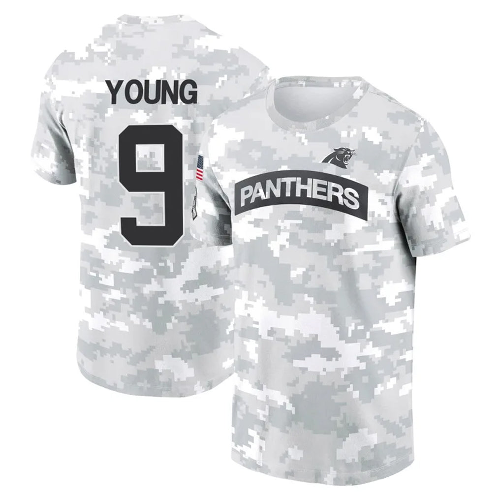 Davalo C.Panthers #9 Bryce Young Player Arctic Camo Salute to Service T-Shirt Hoodies Stitched Jerseys