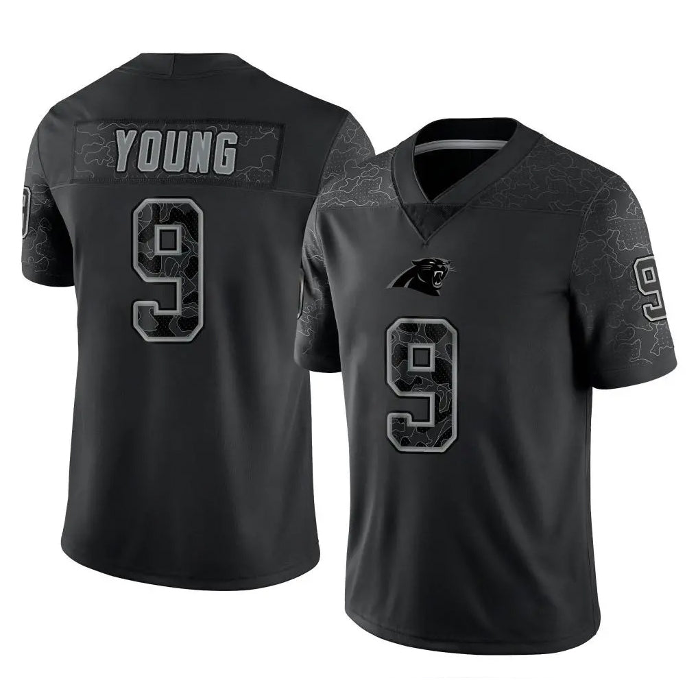 Davalo C.Panthers #9 Bryce Young Player Black Limited Reflective Game Stitched Jerseys
