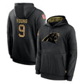 Davalo C.Panthers #9 Bryce Young Player Black Salute to Service Pullover Hoodies Limited Game Stitched Jerseys