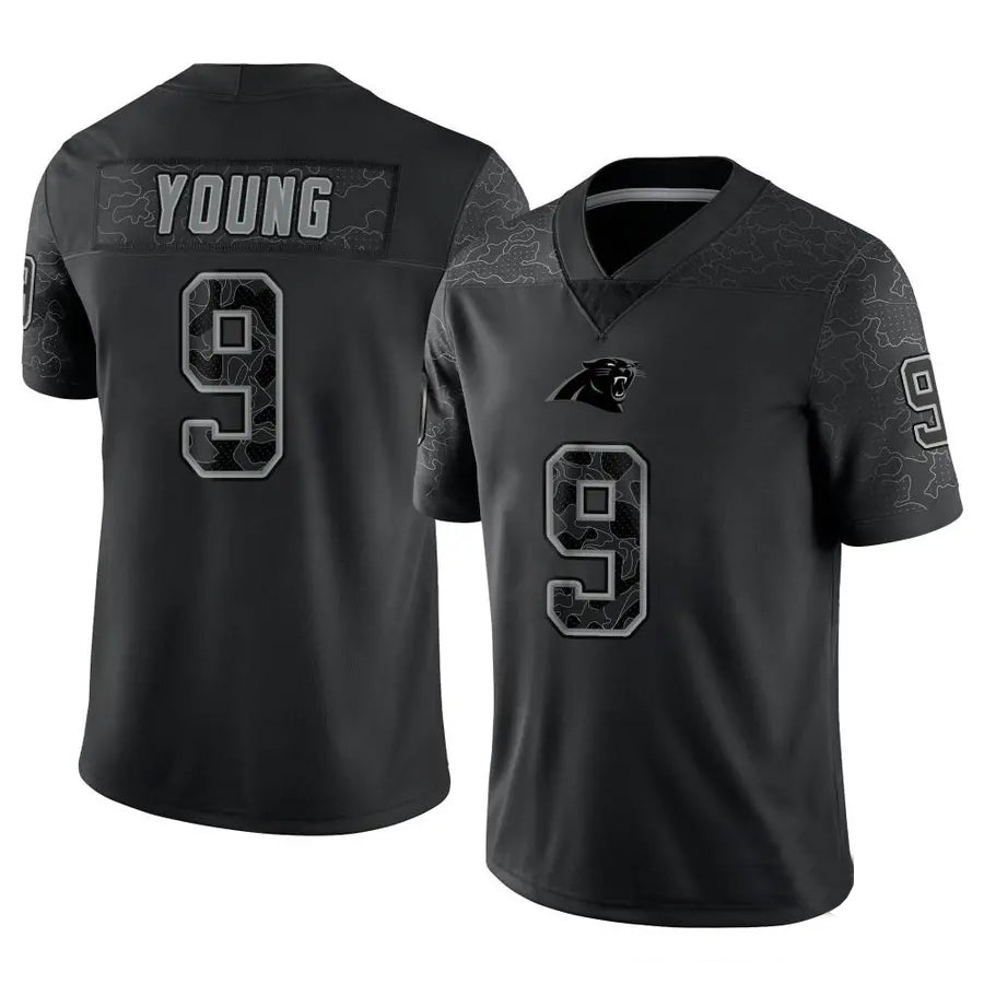 Davalo C.Panthers #9 Bryce Young Player Black REFLECTIVE Limited Stitched Jerseys
