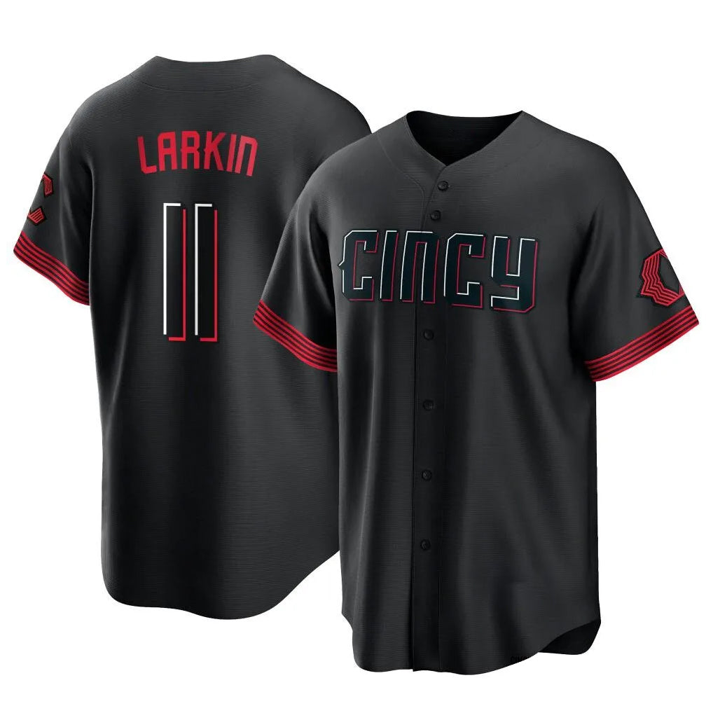 Davalo C.Reds #11 Barry Larkin Player Black City Connect Home Game Stitched Jerseys
