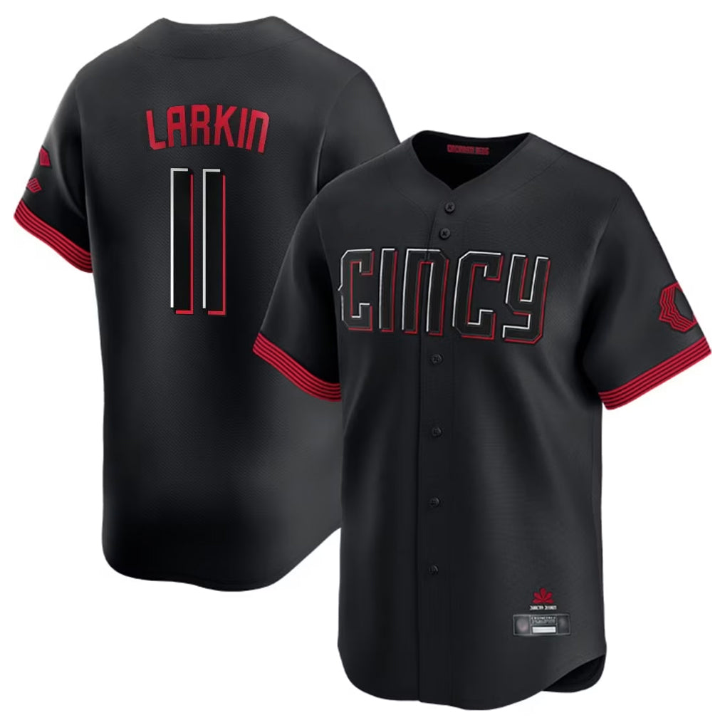 Davalo C.Reds #11 Barry Larkin Player Black City Connect Home Limited Stitched Jerseys