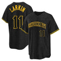 Davalo C.Reds #11 Barry Larkin Player Black Snake Skin City Home Stitched Jerseys