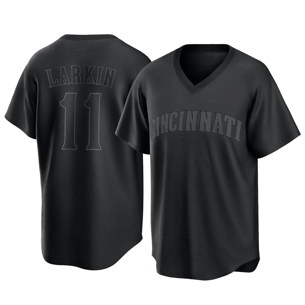 Davalo C.Reds #11 Barry Larkin Player Black T-shirt Game Home Stitched Jerseys
