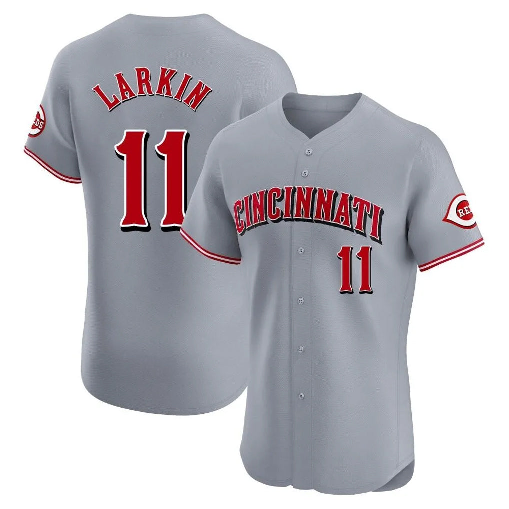 Davalo C.Reds #11 Barry Larkin Player Gray Limited Elite Home Stitched Jerseys