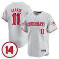 Davalo C.Reds #11 Barry Larkin Player Gray Vapor Premier Limited Home Stitched Jerseys