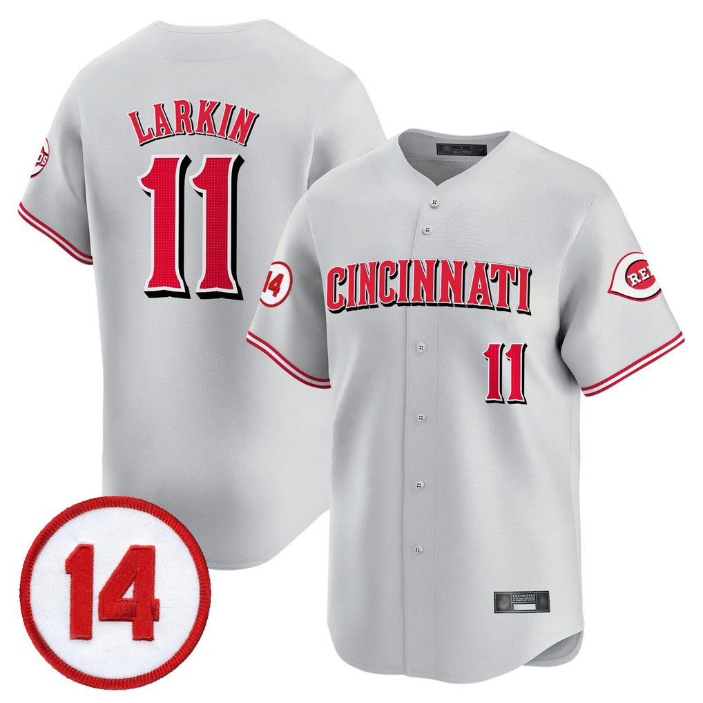 Davalo C.Reds #11 Barry Larkin Player Gray Vapor Premier Limited Home Stitched Jerseys
