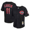 Davalo C.Reds #11 Barry Larkin Player Mitchell & Ness Black Throwback Cooperstown Mesh Game Stitched Jerseys